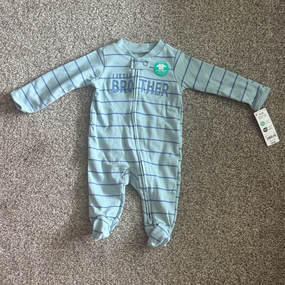 Carter's Blue Striped 'Little Brother' Footie